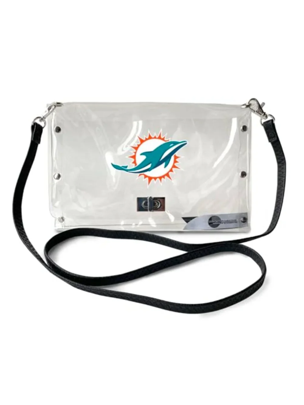 Clear Envelope Purse with Black Fashion Strap, PVC Stadium Friendly